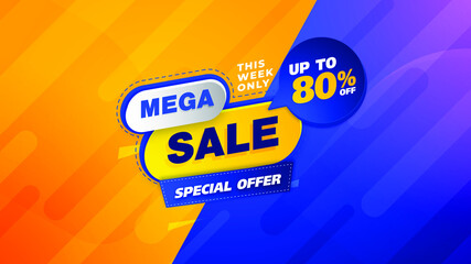 Sale banner template design with geometric background , Big sale special offer up to 80% off. Super Sale, end of season special offer banner. vector illustration.
