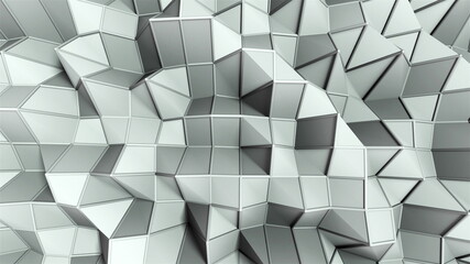 Simple low polygonal surface with edges, computer generated modern abstract background, 3d rendering