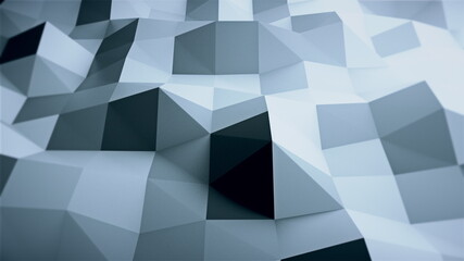 Simple low polygonal surface with edges, computer generated modern abstract background, 3d rendering