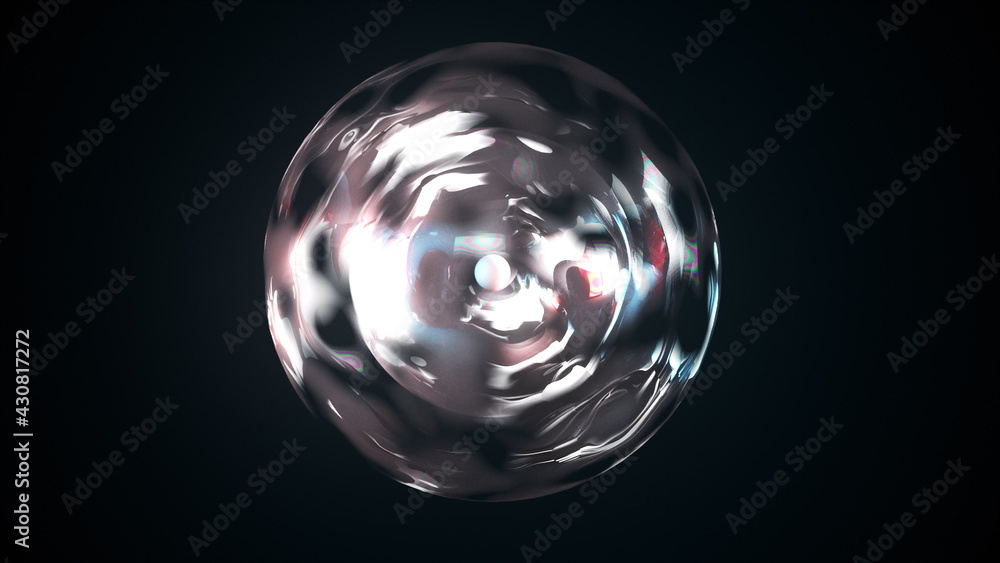 Aufkleber 3d abstract magic sphere is in dark space, 3d rendering computer generated background