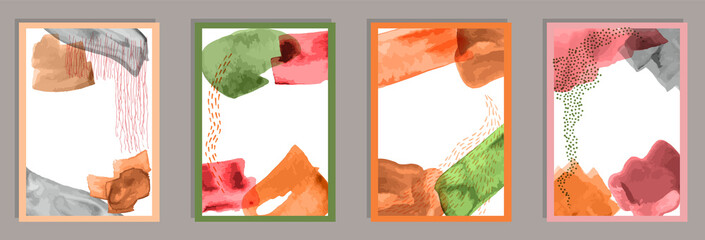 Watercolor grunge covers vector collection.