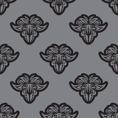 Seamless gray pattern with antique style ornament. Good for backgrounds and prints. Vector illustration.