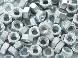 Set metal nut isolated on background