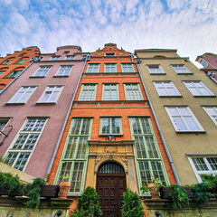 Colorful houses, tenements in old town Gdansk, Poland