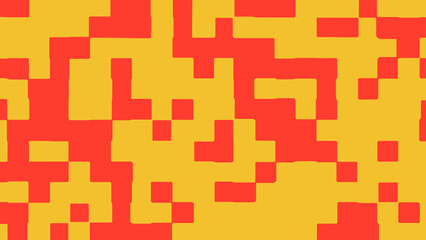 Abstract square pixel background in yellow and red color. Vector illustration.