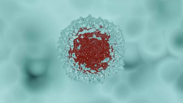 Cells of the body under a microscope. Research of stem cells. Cellular Therapy and Regeneration. 3D render