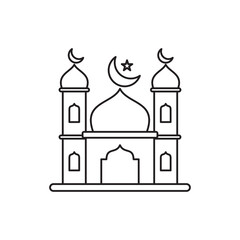 Simple mosque vector illustration with line style isolated on white background. Mosque building icon