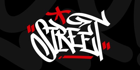 Hip Hop Hand Written Urban Graffiti Style Word Street Vector Illustration Art - obrazy, fototapety, plakaty