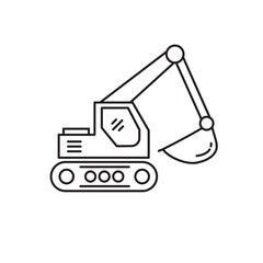 Simple excavator vector with line style isolated on white background. Line excavator icon