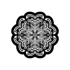 Circular mandala black and white pattern in form of mandala for Henna, tattoo, decoration. Decorative ornament in ethnic oriental style.