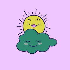 Vector illustration. Sun and cloud
