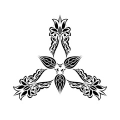 Black calligraphic lotus blossom. Yoga symbol. Simple flat vector illustration.