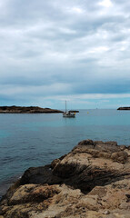 Sailboat in the sea in Majorca beach, Spain