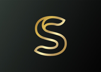 Elegant Luxurious Golden letter S Logo Design Template. Luxury Company Brand letter S Icon Line Art Vector