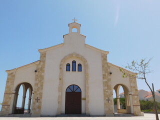 beautiful church on the beach on the island of Cyprus. Cyprus. April 2021