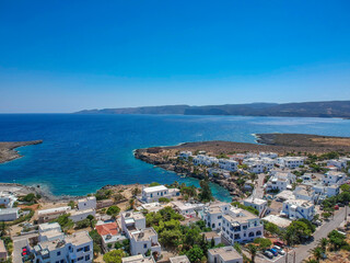 Obraz premium Aerial view of the picturesque seaside village Avlemonas or Avlemon in Kythera island, Greece.
