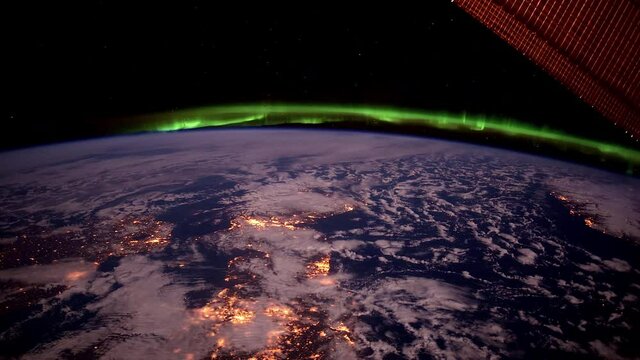 Time-lapse of planet Earth at night seen from space. Elements of this image furnished by NASA