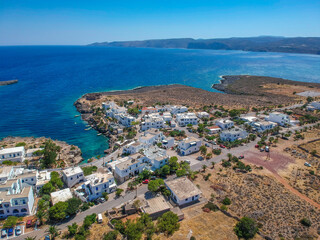 Fototapeta na wymiar Aerial view of the picturesque seaside village Avlemonas or Avlemon in Kythera island, Greece.