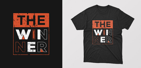 "Winner" modern typography t-shirt. motivational quote with grunge effect. design for gym, textile, posters, cover, banner, cards, cases etc