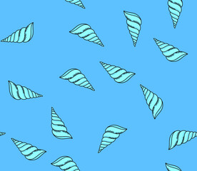 Hand drawn seashell seamless pattern vector illustration. Vector illustration