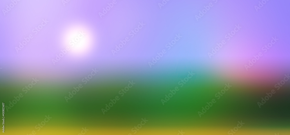 Poster sun rays dawn green field colorful gradient blurred abstract background smooth colors