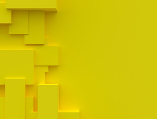 Yellow geometric shapes with copy space. Minimal 3D. Layout for presentation. Surface of geometric shapes. 3D rendering