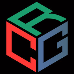 minimalist simple vector clean monogram logo cube letter c g r