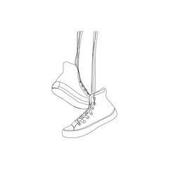 Continuous one line drawing of sneakers. Modern minimalist art. Vector illustration. - obrazy, fototapety, plakaty