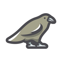 Black Raven crow Vector icon Cartoon illustration