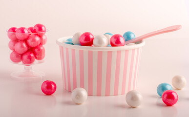 gum balls  in a basket