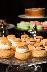 cream cakes. concept: manual production of confectionery products
