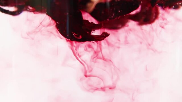 Brewing of hibiscus tea against white background, timelapse