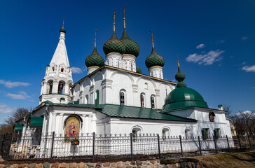 Church of the Savior on the City in Yaroslavl on a sunny spring day against the blue sky.