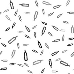 Black Medical thermometer for medical examination icon isolated seamless pattern on white background. Vector