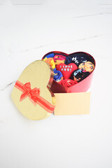 Heart shaped box with socks 