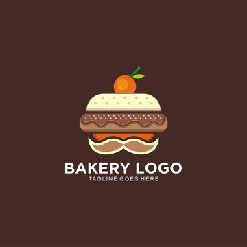 Cake shop logo with mustache design concept