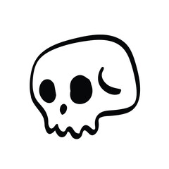 a cute skull doodle isolated on white background. funny head bone in vector illustration for decorating design. symbol, logo, and icon collection of cute element.