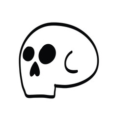 a cute skull doodle isolated on white background. funny head bone in vector illustration for decorating design. symbol, logo, and icon collection of cute element.