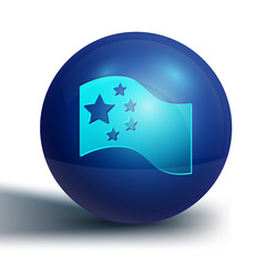 Blue China flag icon isolated on white background. Blue circle button. Vector