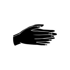 Vector silhouette of a hand on a white background