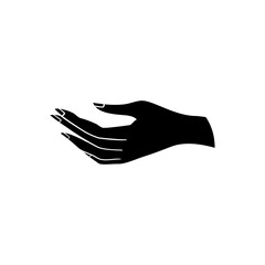 Fototapeta premium Vector silhouette of a hand on a white background