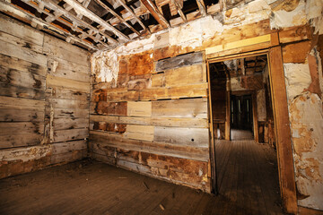 interior of abandoned home in colorado ghost town