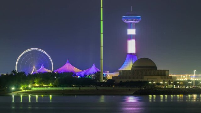 Evening in Abu Dhabi with Marina Island day to night timelapse