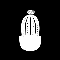 Best black and white cactus design illustration, on white background