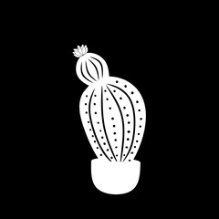 Best black and white cactus design illustration, on white background