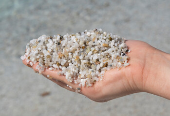 details of the quartz sand of the beach of is arutas, Cabras, Sardinia
