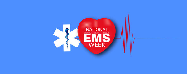 Vector Illustration of Emergency medical services week or EMS week. American theme and background
