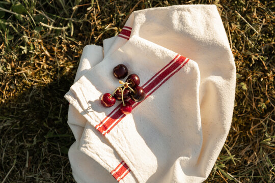 Cerises pique-nique torchon