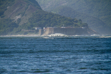 rare wave known as slab of the beast in guanabara bay in rio de janeiro.