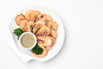 fresh boiled prawns with zesty citrus dipping sauce